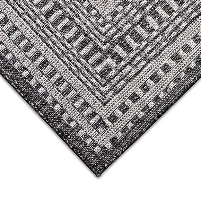 New Kirklands Home Charcoal Linear Macy Indoor/Outdoor Area Rug, 7x9 Black
