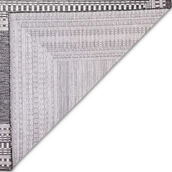 New Kirklands Home Charcoal Linear Macy Indoor/Outdoor Area Rug, 7x9 Black