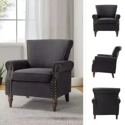 Online Kirklands Home Charcoal Upholstered Henry Armchair Gray