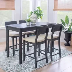Outlet Kirklands Home Charcoal Wood Upholstered 5-pc. Dining Set Gray