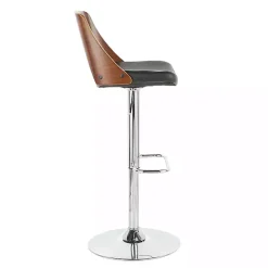 Discount Kirklands Home Cherry Wood and Leather Swivel Bar Stool Black
