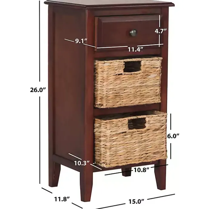 Clearance Kirklands Home Cherry Wood Woven Baskets Everly Accent Table Red