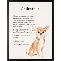 New Kirklands Home Chihuahua Facts Framed Wall Plaque