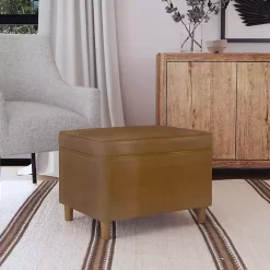 Discount Kirklands Home Chocolate Faux Leather Storage Ottoman Brown