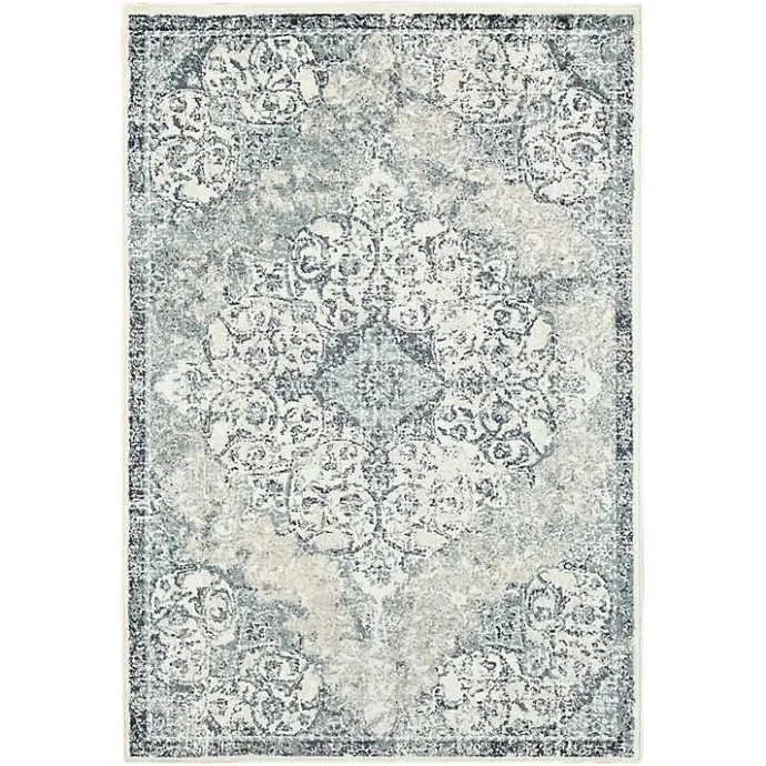 Kirklands Home Cholet Ivory Blue Medallion Area Rug, 7x9