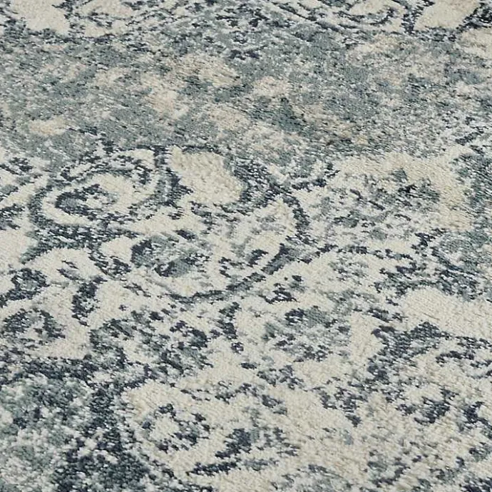 Kirklands Home Cholet Ivory Blue Medallion Area Rug, 7x9