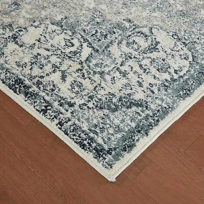 Kirklands Home Cholet Ivory Blue Medallion Area Rug, 7x9