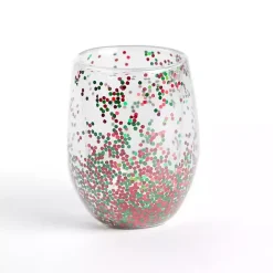 Kirklands Home Christmas Glitter Stemless Wine Glass