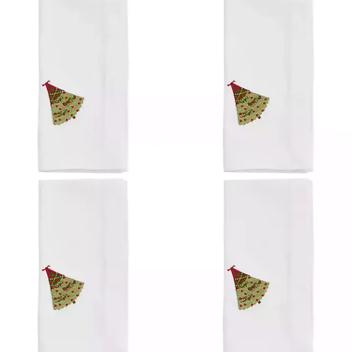 Hot Kirklands Home Christmas Tree Embroidered 4-pc. Napkin Set