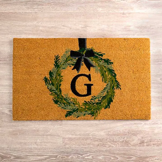 Hot Kirklands Home Christmas Wreath Monogram G Doormat