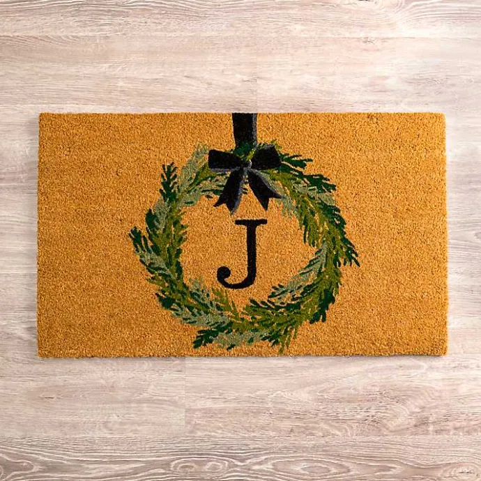 Online Kirklands Home Christmas Wreath Monogram J Doormat