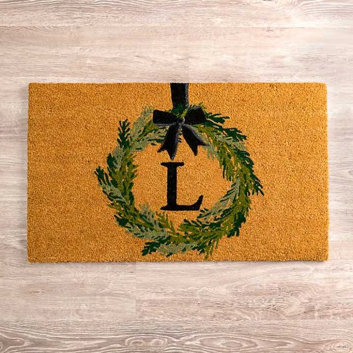 Discount Kirklands Home Christmas Wreath Monogram L Doormat