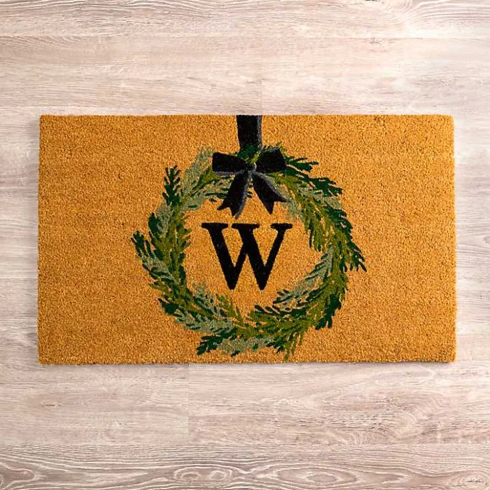 Hot Kirklands Home Christmas Wreath Monogram W Doormat