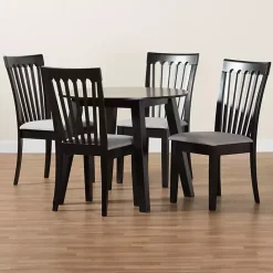 Sale Kirklands Home Classic Black Round Wood 5-pc. Dining Set Gray