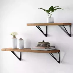 Outlet Kirklands Home Classic Brown Wood Wall Shelves, Set of 2