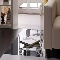 Hot Kirklands Home Acrylic Curved Edge C-Table with Wheels Clear