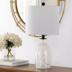 New Kirklands Home Clear Crackle Glass Table Lamp White