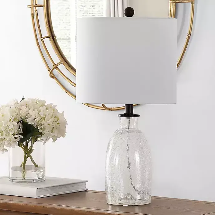 New Kirklands Home Clear Crackle Glass Table Lamp White