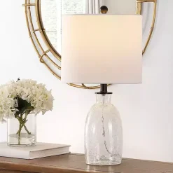 New Kirklands Home Clear Crackle Glass Table Lamp White
