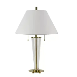 Outlet Kirklands Home Clear Crystal Art Deco Table Lamp White