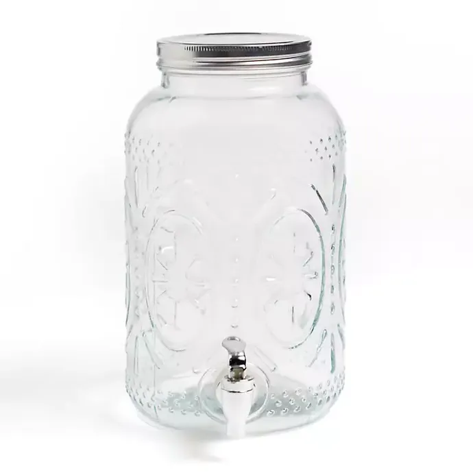 Discount Kirklands Home Embossed Glass 1 Gallon Drink Dispenser Clear
