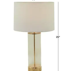 Sale Kirklands Home Clear Glass and Gold Stem Table Lamp White