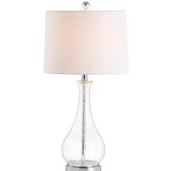 Outlet Kirklands Home Clear Glass and Silver Metal Base Table Lamp White