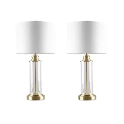 Clearance Kirklands Home Clear Glass Base Gold Table Lamps, Set of 2 White