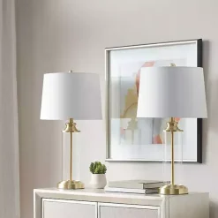 Clearance Kirklands Home Clear Glass Base Gold Table Lamps, Set of 2 White