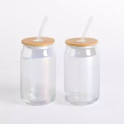 Sale Kirklands Home Glass Can Tumblers, Set of 2 Clear