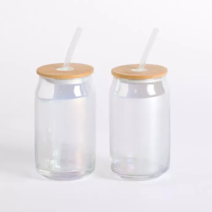 Sale Kirklands Home Glass Can Tumblers, Set of 2 Clear
