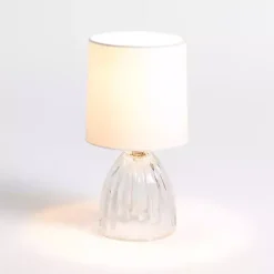Discount Kirklands Home Clear Glass Ribbed Dome Mini Table Lamp White