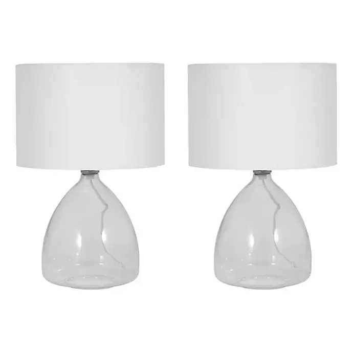 Hot Kirklands Home Clear Glass Tapered Table Lamps, Set of 2 White