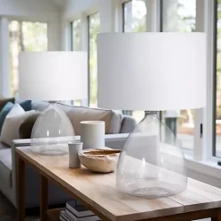 Hot Kirklands Home Clear Glass Tapered Table Lamps, Set of 2 White