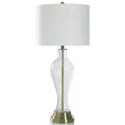 New Kirklands Home Clear Seeded Glass and Brass Table Lamp