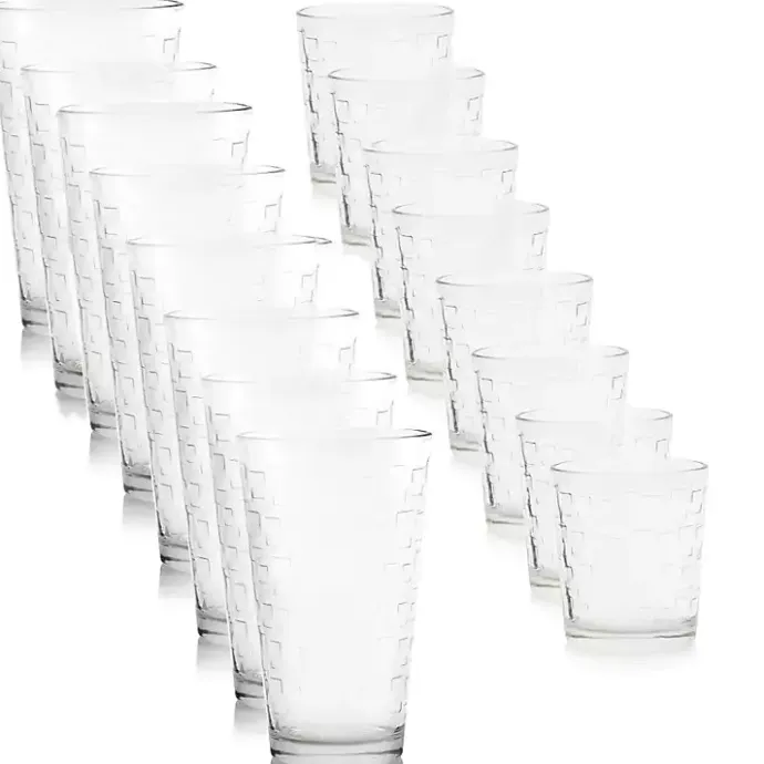 Sale Kirklands Home Square Embosses Glass 16-pc. Drinkware Set Clear