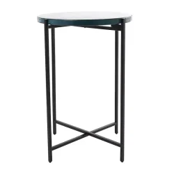 Clearance Kirklands Home Clear Textured Glass & Black Iron Accent Table