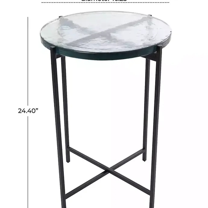 Clearance Kirklands Home Clear Textured Glass & Black Iron Accent Table