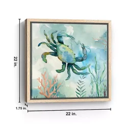 New Kirklands Home Coastal Bay Crab Framed Canvas Art Print