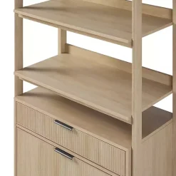 New Kirklands Home Coastal Oak 2-Drawer Modern Wood Bookcase Tan
