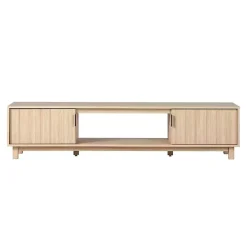 Best Kirklands Home Coastal Oak Fluted 2-Door TV Sd Tan