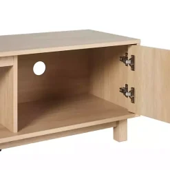Best Kirklands Home Coastal Oak Fluted 2-Door TV Sd Tan
