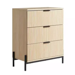 Outlet Kirklands Home Coastal Oak Reeded 3-Drawer Dresser Tan