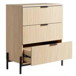 Outlet Kirklands Home Coastal Oak Reeded 3-Drawer Dresser Tan