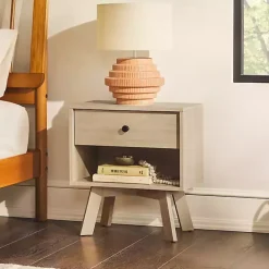 Online Kirklands Home Coastal Oak Wood Mid-century Modern Nightsd Tan