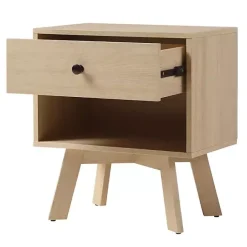 Online Kirklands Home Coastal Oak Wood Mid-century Modern Nightsd Tan