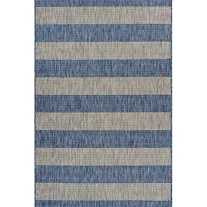 New Kirklands Home Coastal Stripes Outdoor Area Rug, 7x9