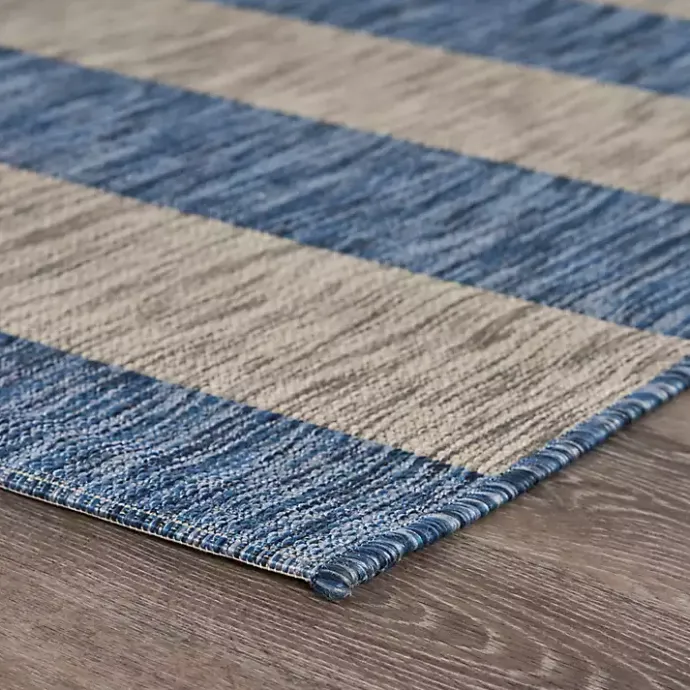 New Kirklands Home Coastal Stripes Outdoor Area Rug, 7x9