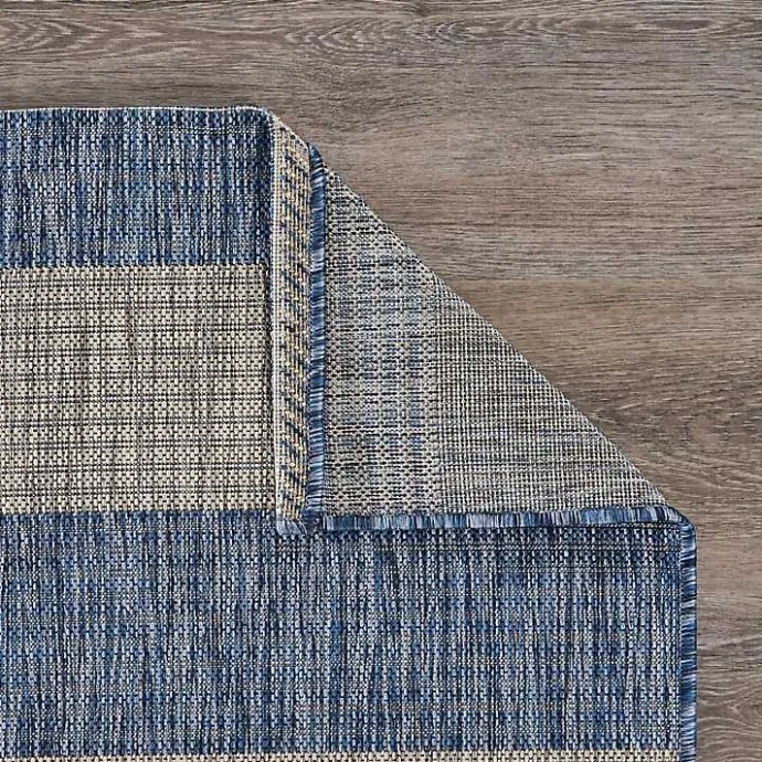 New Kirklands Home Coastal Stripes Outdoor Area Rug, 7x9