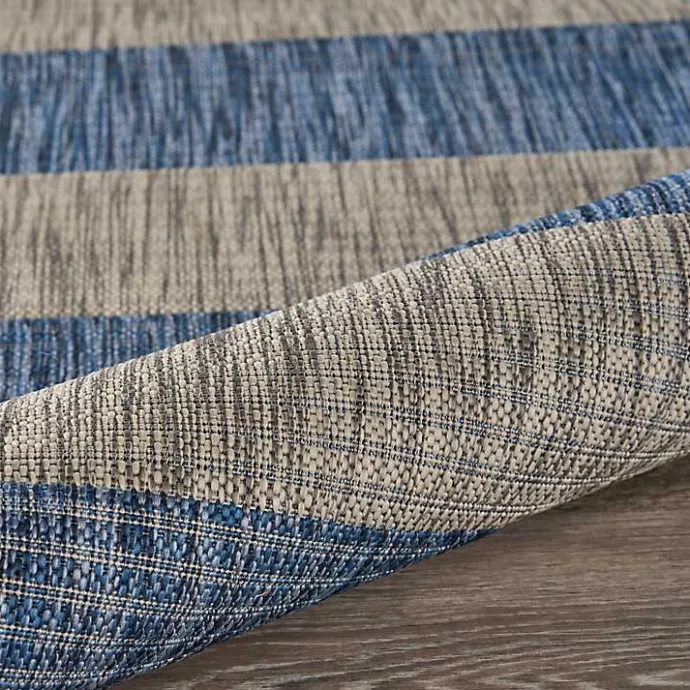 New Kirklands Home Coastal Stripes Outdoor Area Rug, 7x9